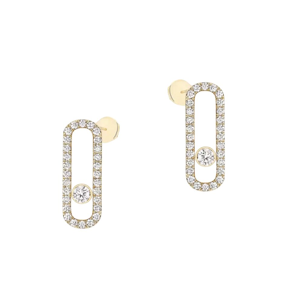 Messika Move Uno 18kt Yellow Gold Pave Diamond Earrings